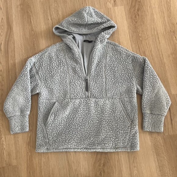** Prana half zip hoodie Sherpa gray hooded sweater 1X - Picture 1 of 10